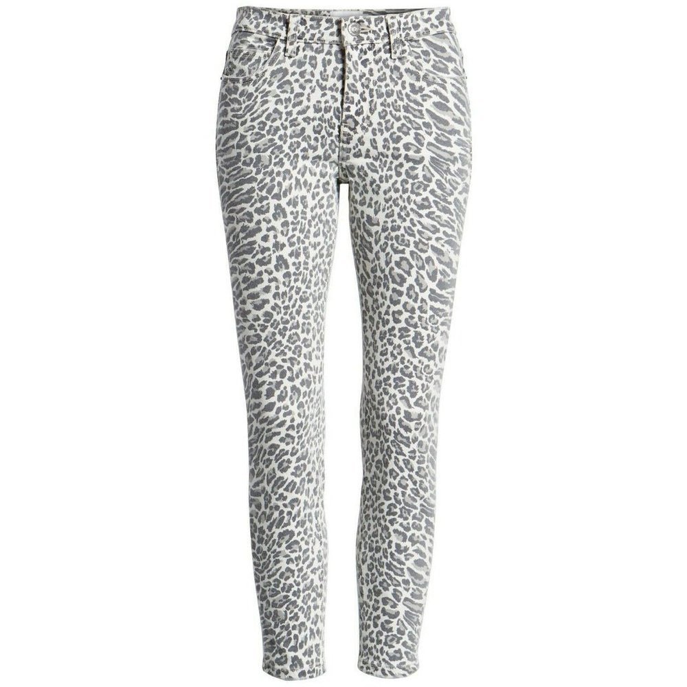 Current/Elliott White and Gray Leopard Straight Leg Jeans